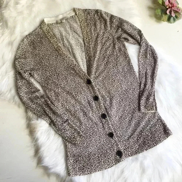 Loft Leopard Cheetah Button Up Cardigan - Picture 2 of 8